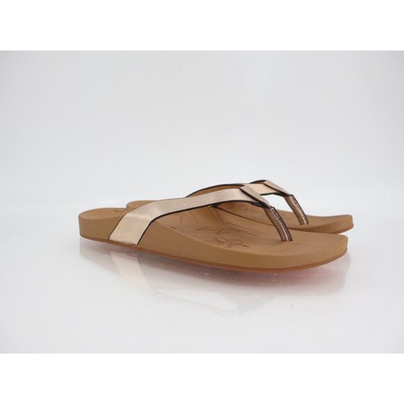 Olukai Kipe'a Slide Sandal Women Size 6 Rose Gold Metallic Thong Flip Flop - Picture 2 of 12